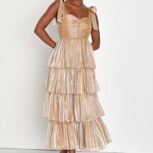 Elegant Gold Tiered Dress